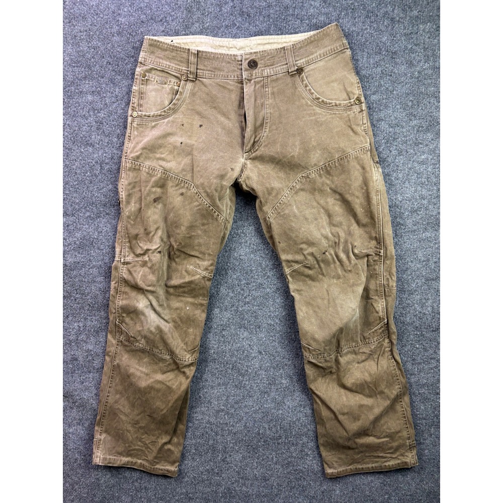 KUHL The Law Pants Mens 32x30 Brown Vintage Patina Dye Canvas Utility Trousers